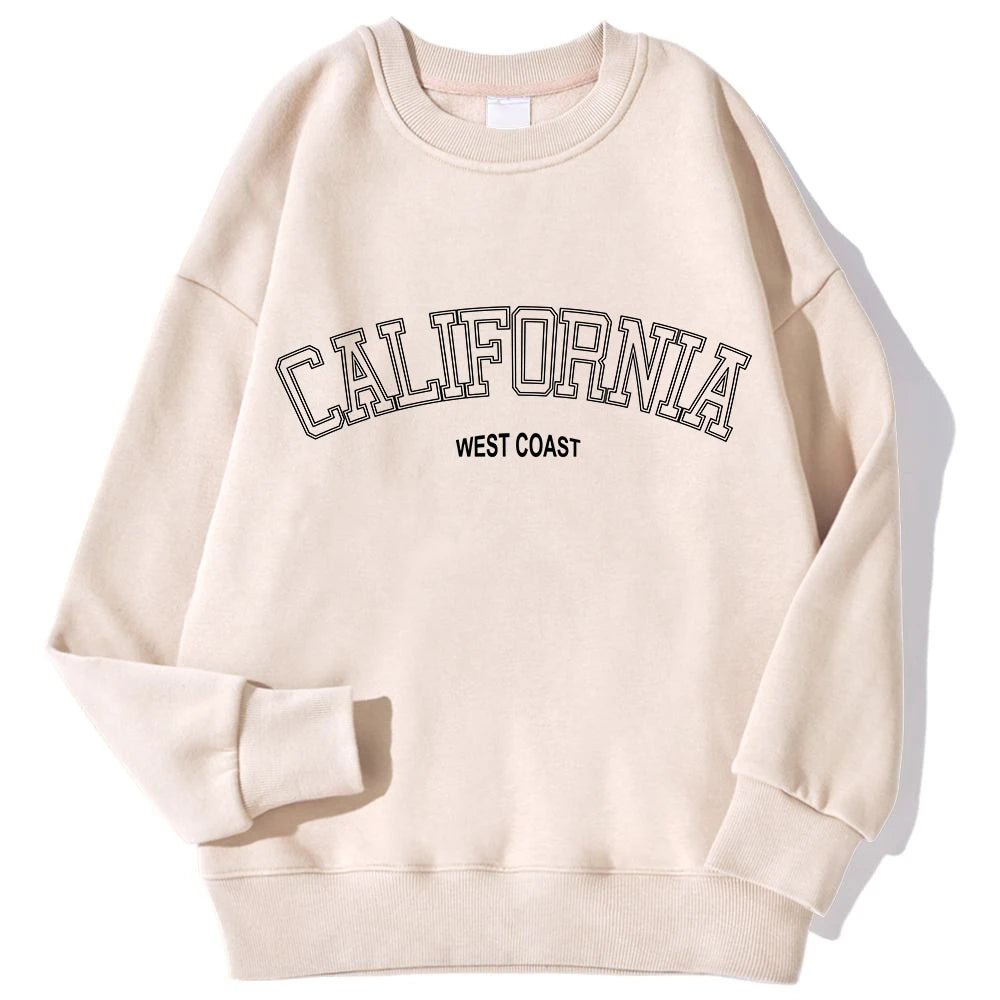 Woman Sweatshirts California West Coast Print Female hoodie Long Sleeves O-neck Pullovers Sporty and Rich Clothing