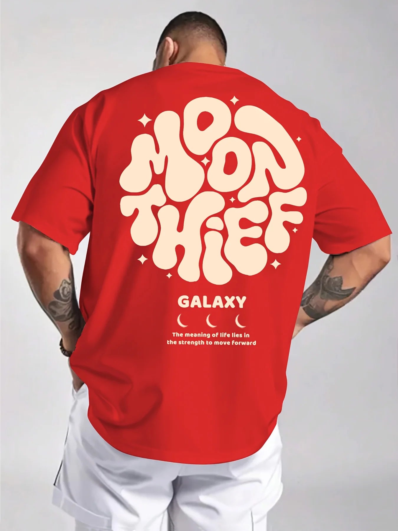 Men's 100% cotton fashionable casual loose plus size letter printed round neck short sleeved T-shirt