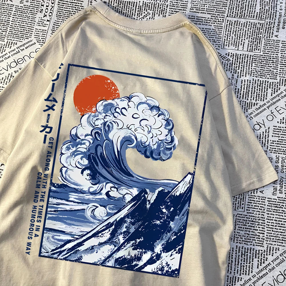 Get Along With The Time Mens Oversize Short Sleeve Quality T Shirts Casual Soft Tops