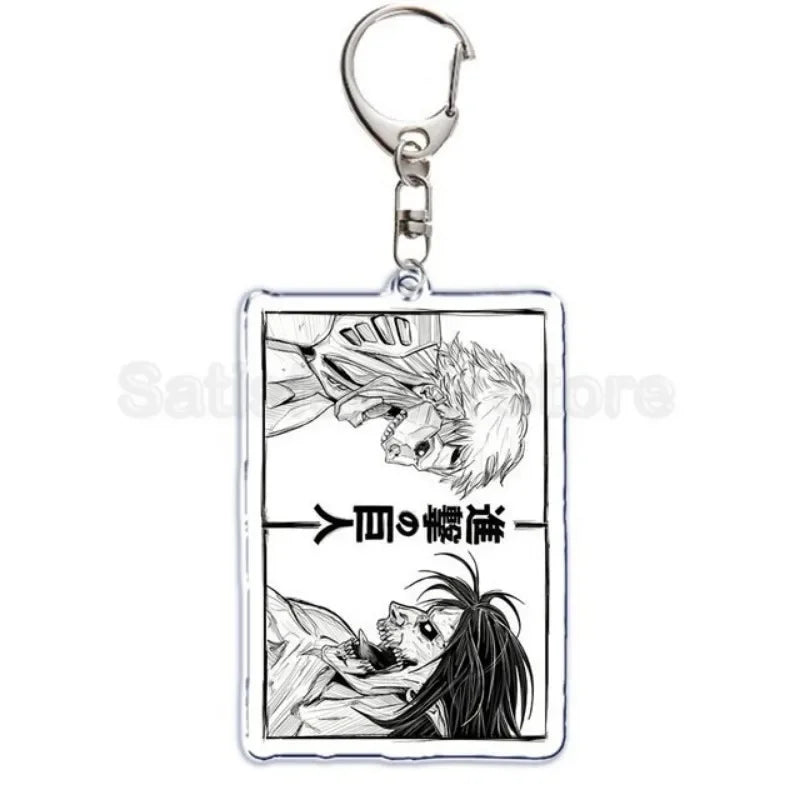 Hot Atan Allen Yeager Keychain Pendant Rtacking of The Giants Armin Arlert Levi Ackermole Playing Double Sided Acrylic Keyring