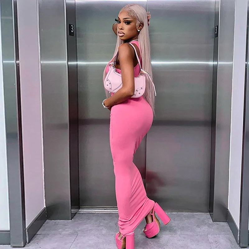 Ribbed Sexy Y2K Clothes Sleeveless Dresses For Women Party Streetwear Elegant Outfits