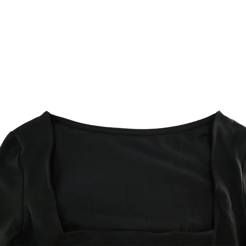 Women Sexy Low Chest Solid Elegant T-shirt Streetwear Fashion Long Sleeves Casual Slim Versatile Female Tees
