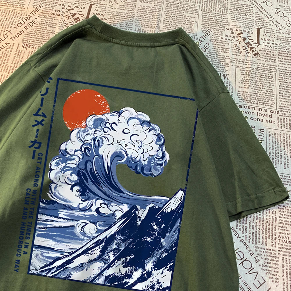 Get Along With The Time Mens Oversize Short Sleeve Quality T Shirts Casual Soft Tops