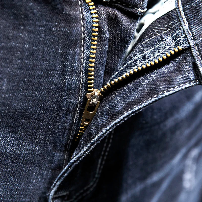 Ripped Jeans Men Slim-fit Denim Pants Fashion Elasticity Versatile Blue Black Men's Clothing