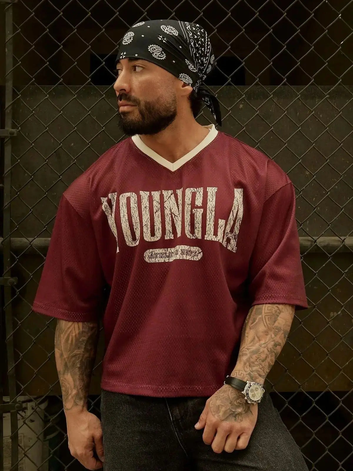 YA Trendy Brand Super Large T-shirt Men Sports Fitness Quick Breathable Large Mesh Printed Short Sleeve Top