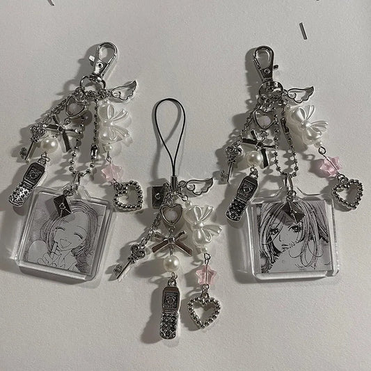 hachi keychains beaded phone charm y2k Handmade