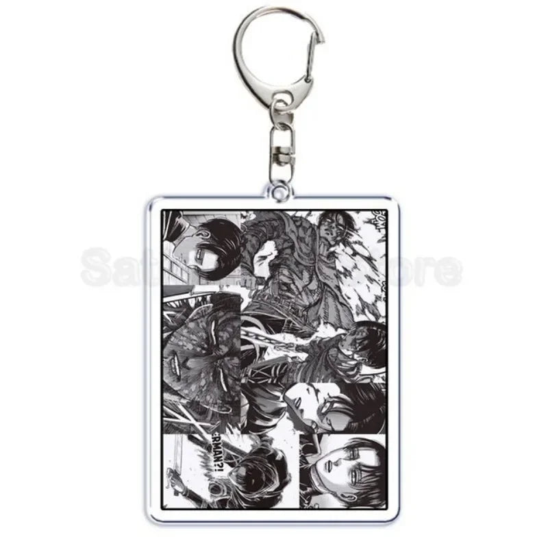 Hot Atan Allen Yeager Keychain Pendant Rtacking of The Giants Armin Arlert Levi Ackermole Playing Double Sided Acrylic Keyring