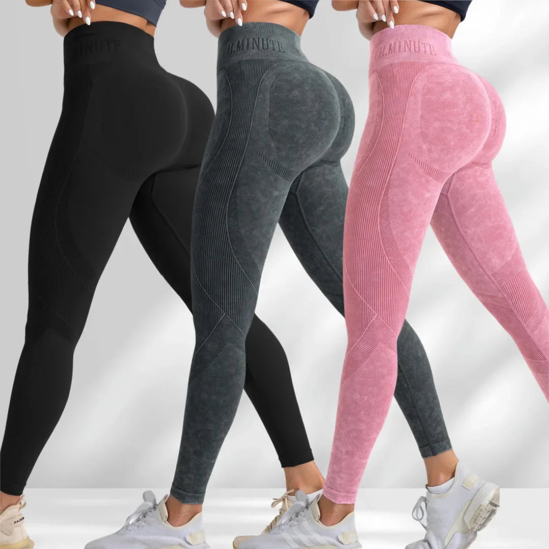 Women Seamless Gym High Waist Yoga Pants Lifting Outdoor Sports Tight Waist Letter Sand Washed Pants Exercise Yoga Leggings
