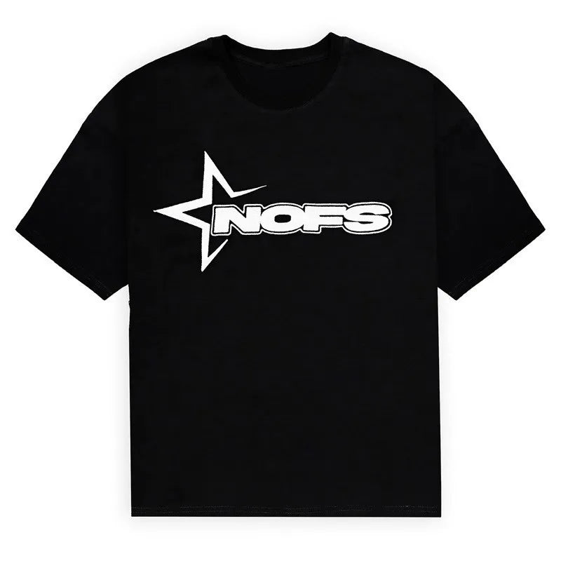 Y2K T-shirt ShortStreet Fashion Print Round Neck Short Sleeve Top Casual Loose Drawstring Shorts Men Clothing Top