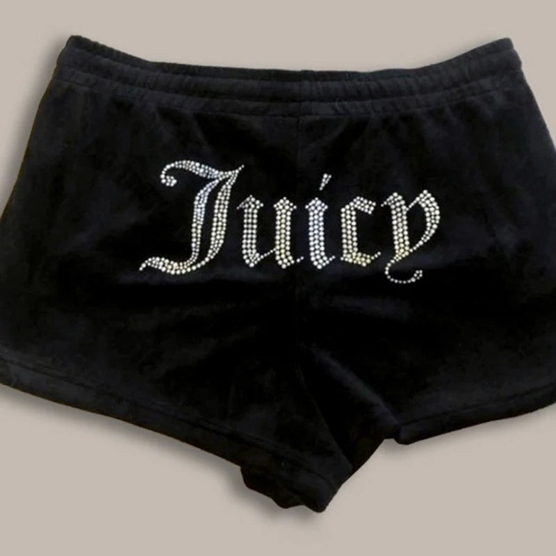 Y2K shorts Harajuku rhinestone letter print fashionable retro sports pant New Women