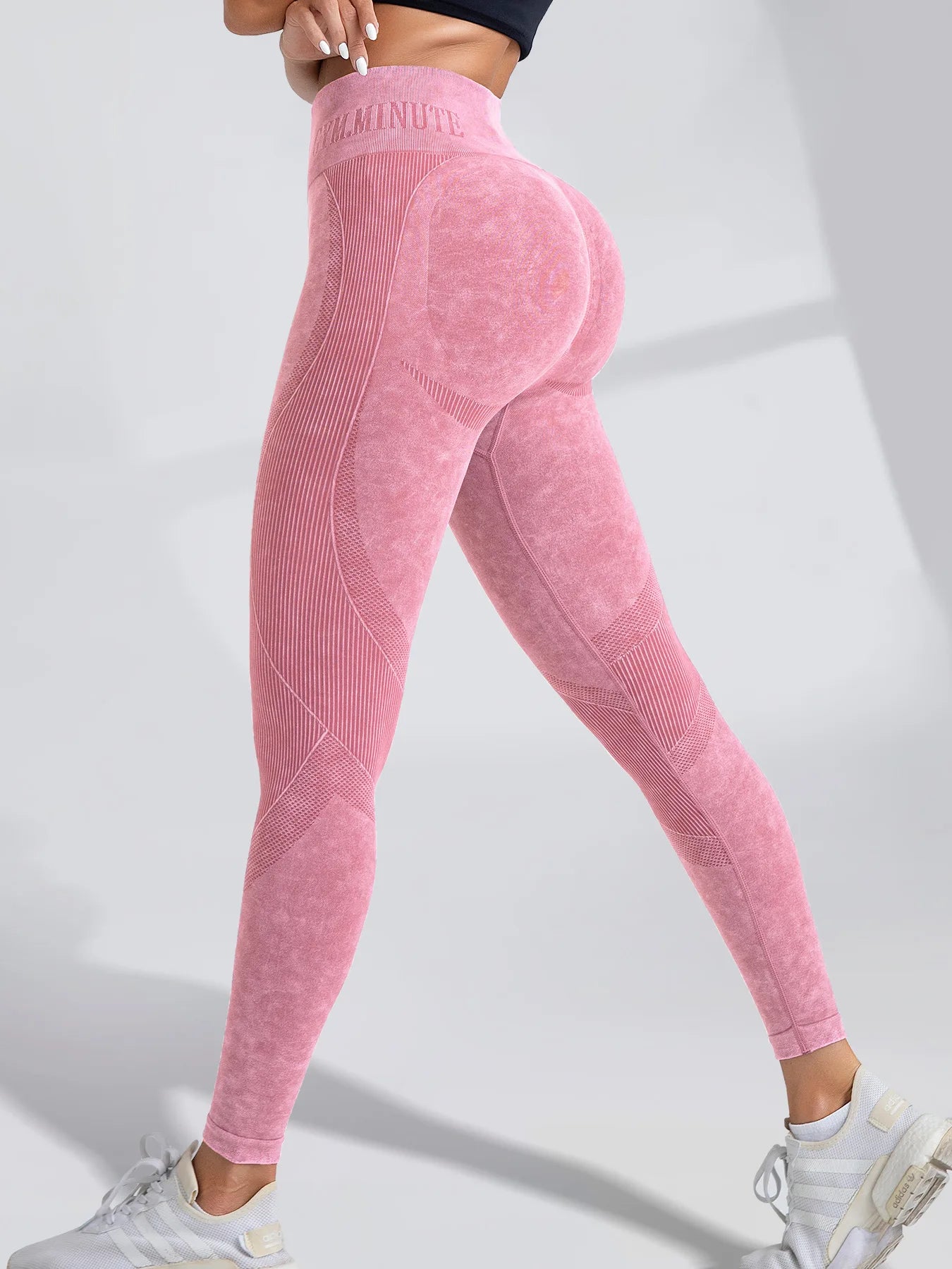 Women Seamless Gym High Waist Yoga Pants Lifting Outdoor Sports Tight Waist Letter Sand Washed Pants Exercise Yoga Leggings