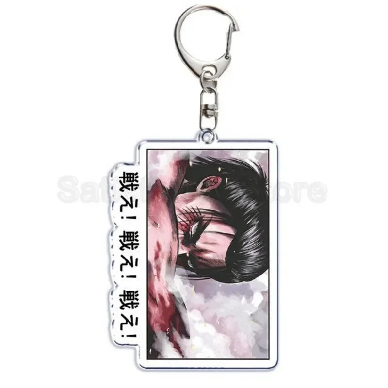 Hot Atan Allen Yeager Keychain Pendant Rtacking of The Giants Armin Arlert Levi Ackermole Playing Double Sided Acrylic Keyring