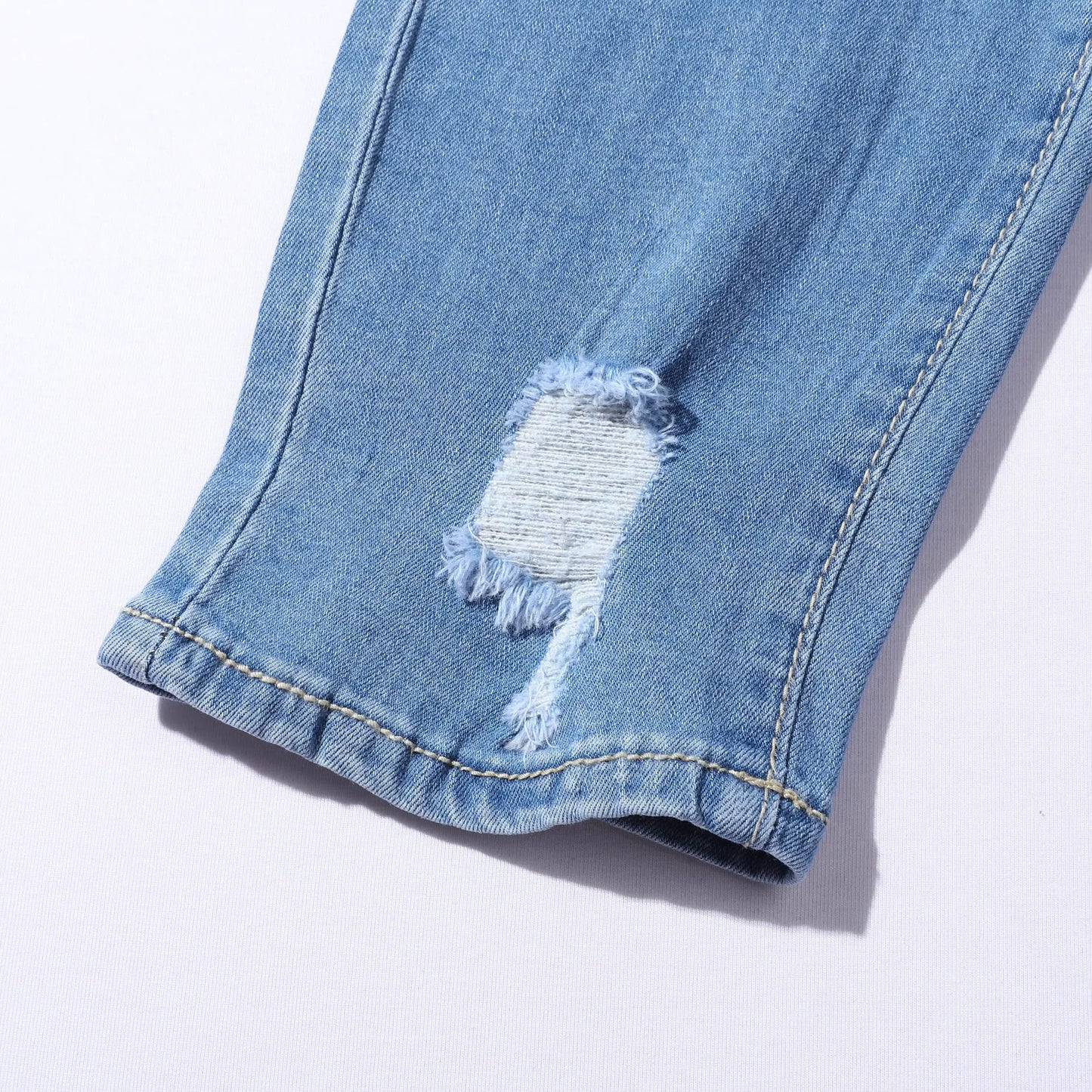 Plus Size Pants Men Skinny Ripped Hole Patchwork Jeans Slim Pencil Denim Streetwear Men's