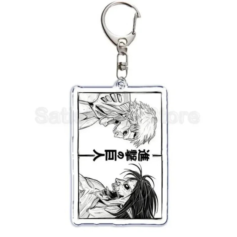 Hot Atan Allen Yeager Keychain Pendant Rtacking of The Giants Armin Arlert Levi Ackermole Playing Double Sided Acrylic Keyring