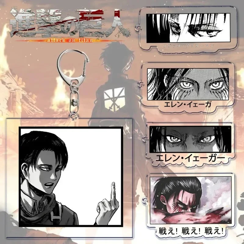 Hot Atan Allen Yeager Keychain Pendant Rtacking of The Giants Armin Arlert Levi Ackermole Playing Double Sided Acrylic Keyring