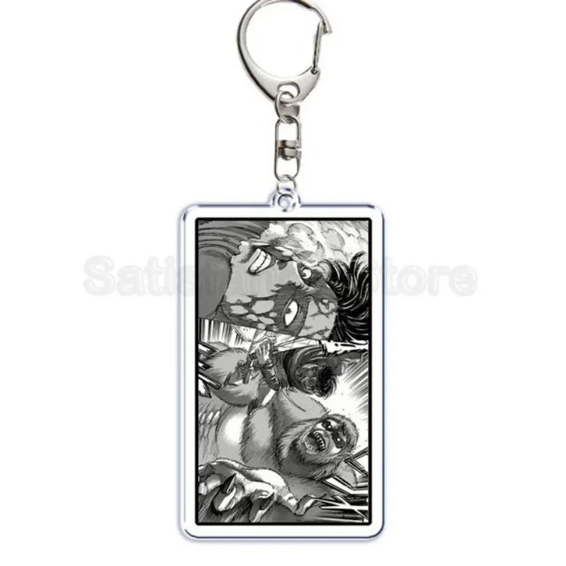 Hot Atan Allen Yeager Keychain Pendant Rtacking of The Giants Armin Arlert Levi Ackermole Playing Double Sided Acrylic Keyring