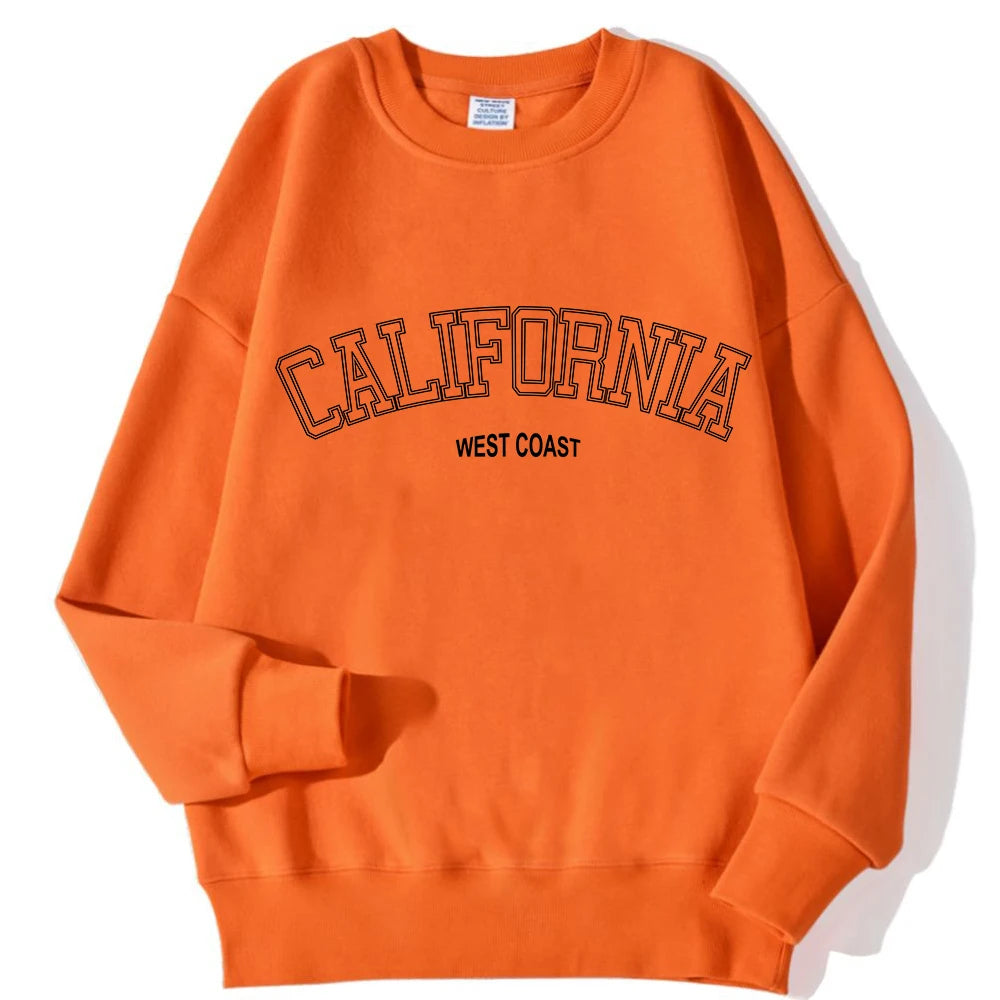 Woman Sweatshirts California West Coast Print Female hoodie Long Sleeves O-neck Pullovers Sporty and Rich Clothing