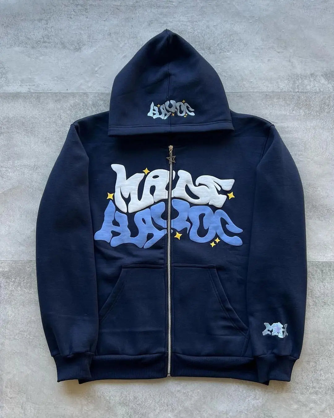 Y2k American Colorful Letter Print Zipper Hoodie Men Fashion High Street Oversized Sweatshirt Women Retro Casual Jacket