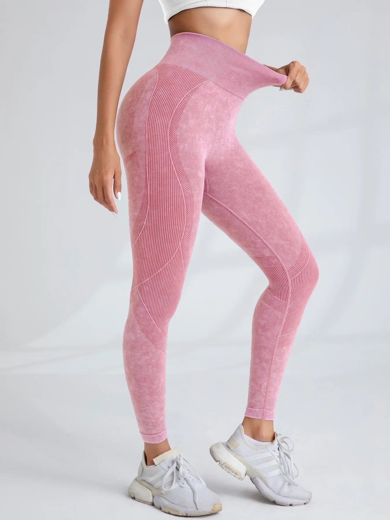 Women Seamless Gym High Waist Yoga Pants Lifting Outdoor Sports Tight Waist Letter Sand Washed Pants Exercise Yoga Leggings