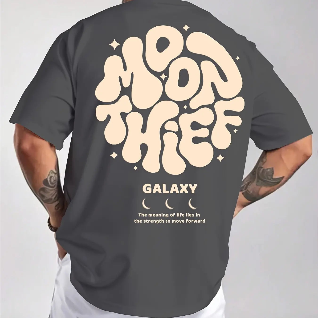 Men's 100% cotton fashionable casual loose plus size letter printed round neck short sleeved T-shirt