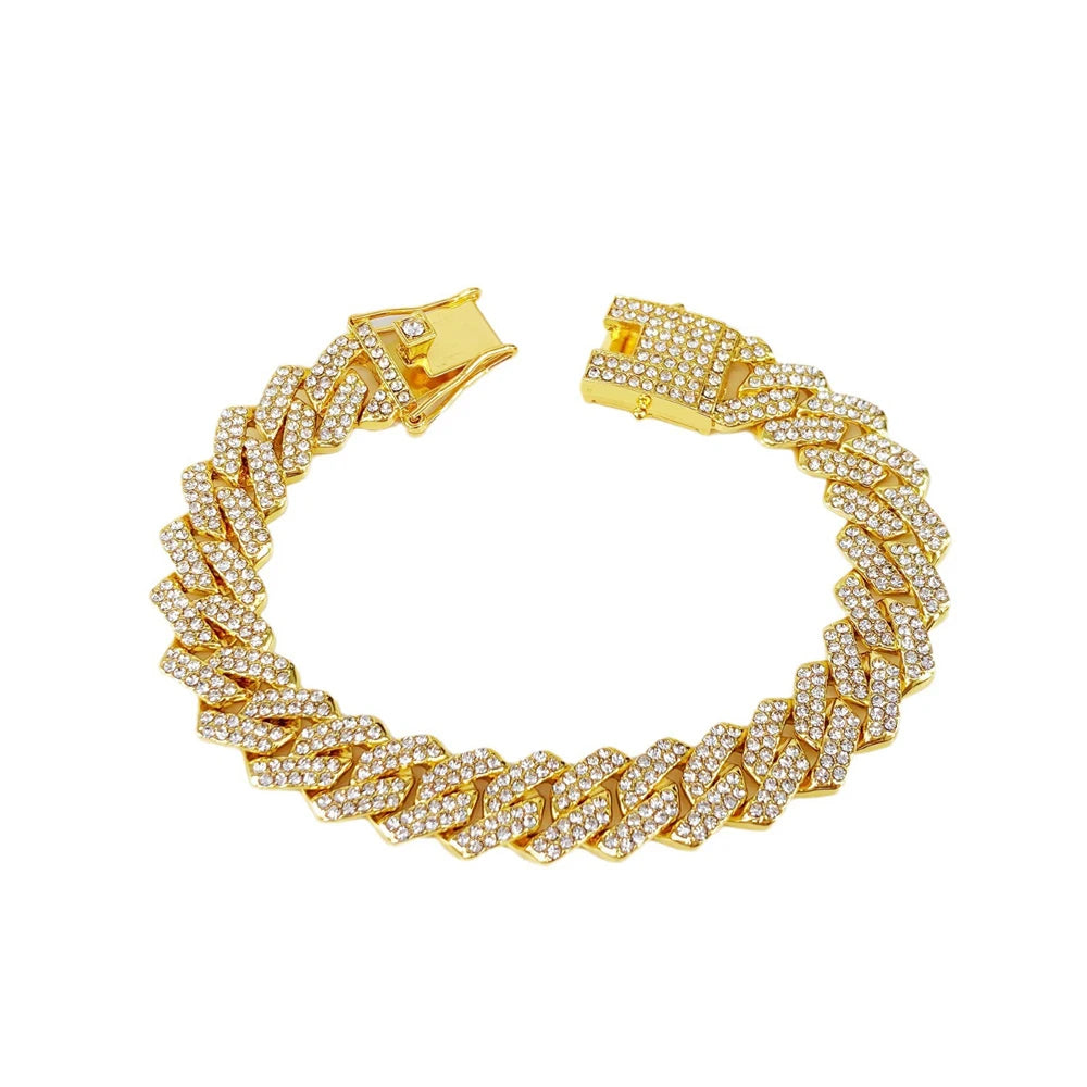 Cuban Link Iced Out Necklace 14MM width Rhinestones Chain CZ Cuban Chain Necklace