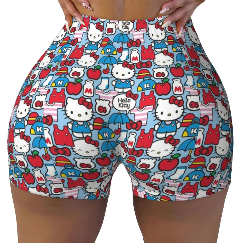 Custom Hello Kitty Cat Gym Shorts Women Athletic Shorts