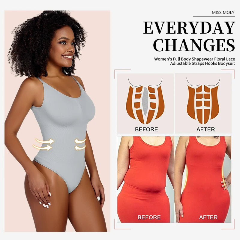 Smoothing Shapewear Bodysuit for Women  Full Body Shaper Thong Soft Body Shaping