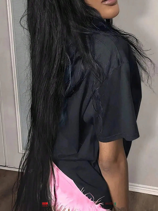 Angels Have A Lot Of Wealth Personality Graphic Tshirts Female Street T-Shirts Cotton Oversized Clothes T-Shirt