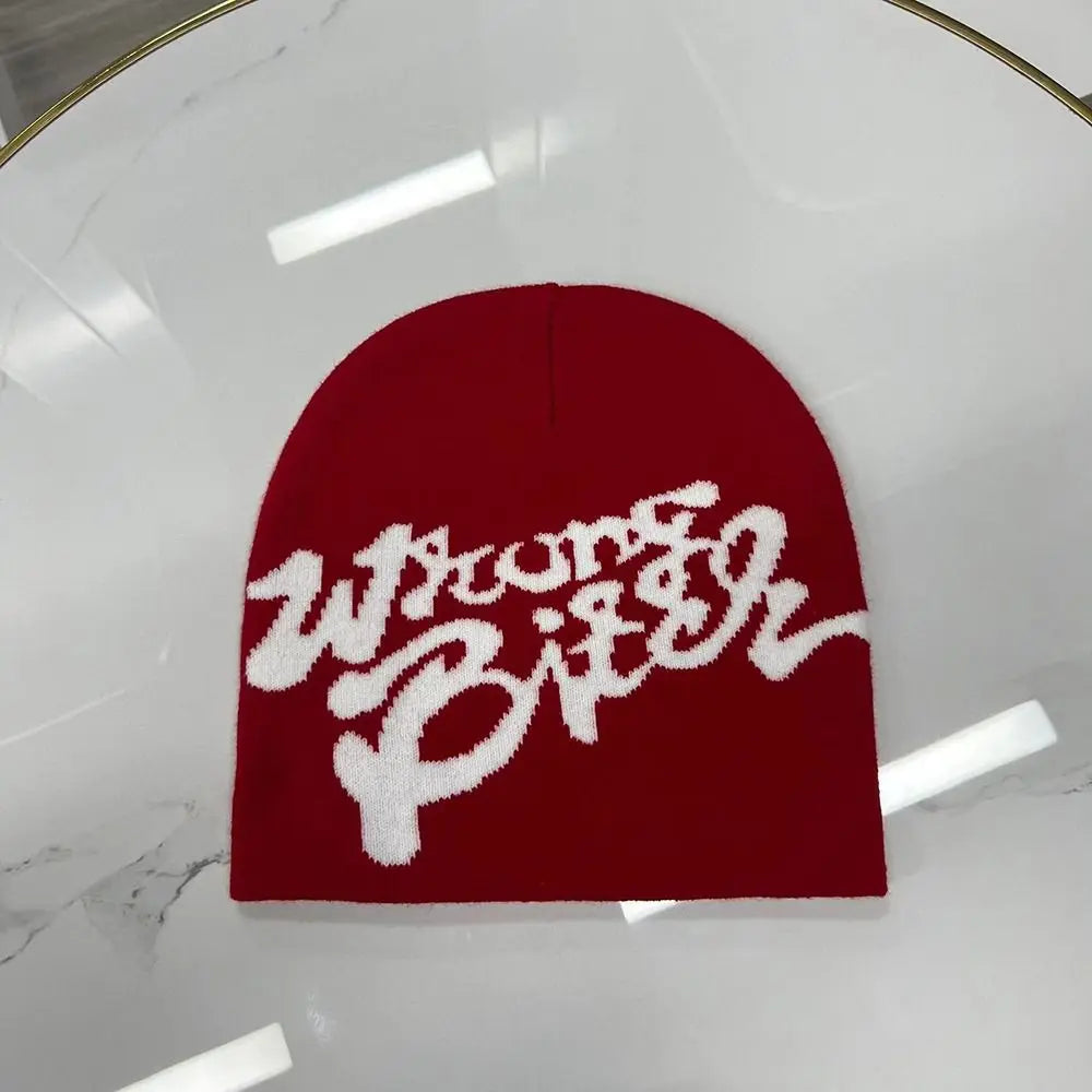 Casual Skullies Y2k Ins Hip Hop Cap Cold Cap Men Women Beanie Bonnet Letter Printing Knitting Cap Hat Gothic Wool Acrylic Warm