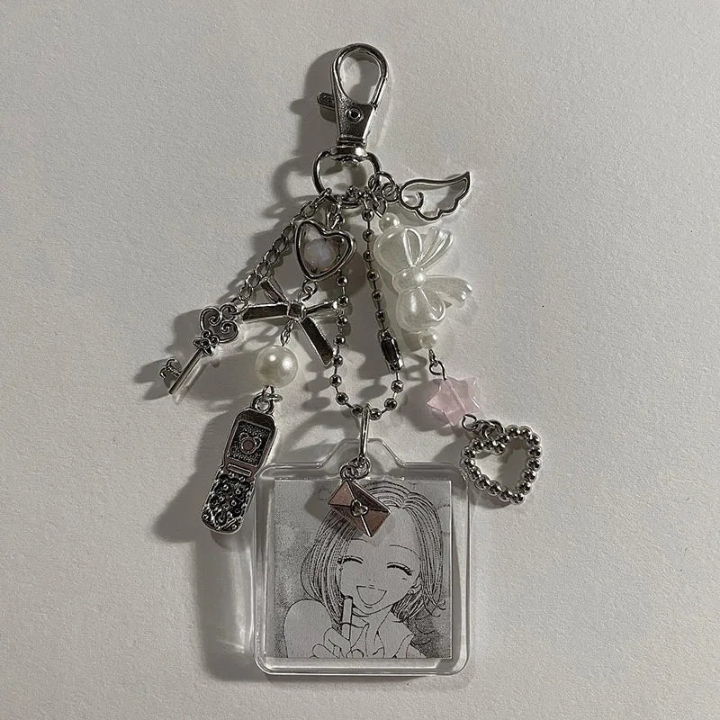 hachi keychains beaded phone charm y2k Handmade