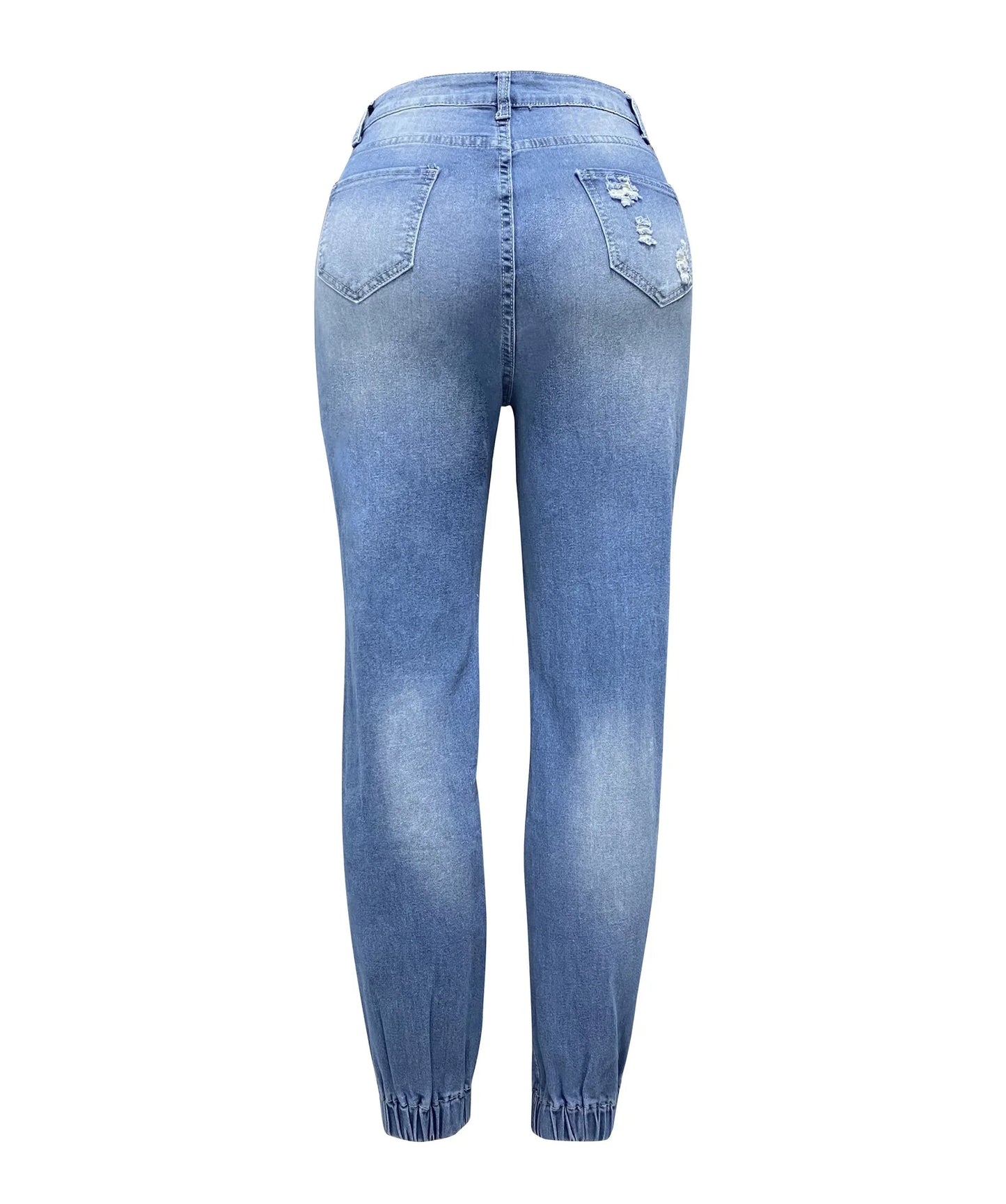 Women Denim Jeans Ankle Length Print Pants Pockets Slim