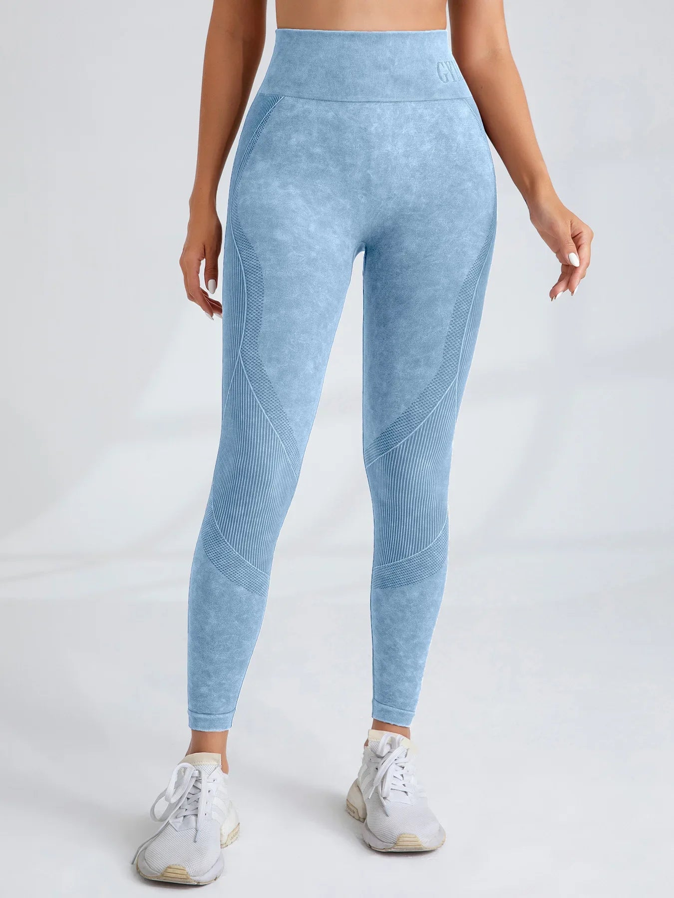Women Seamless Gym High Waist Yoga Pants Lifting Outdoor Sports Tight Waist Letter Sand Washed Pants Exercise Yoga Leggings