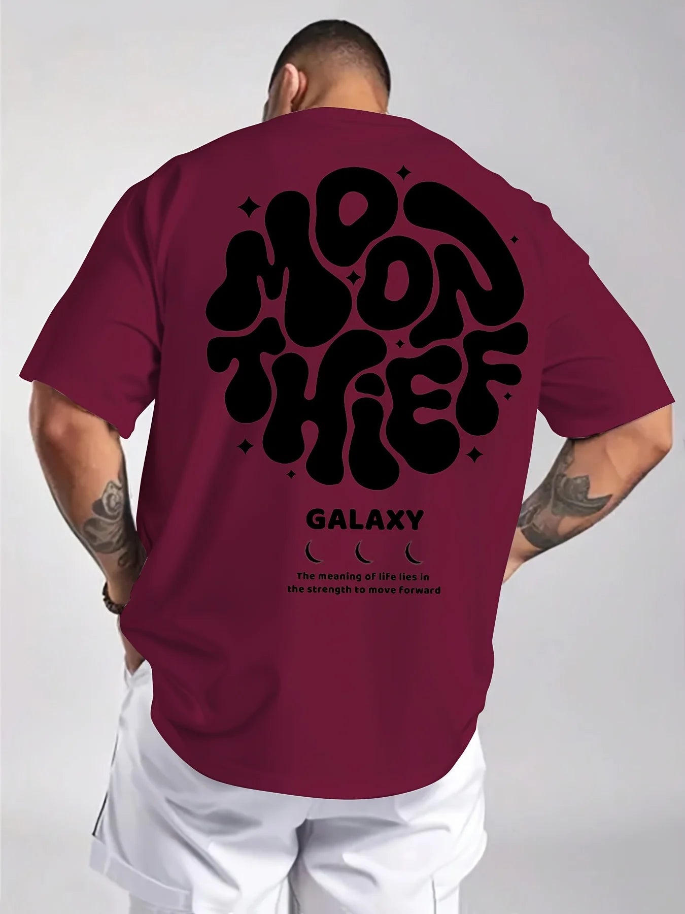 Men's 100% cotton fashionable casual loose plus size letter printed round neck short sleeved T-shirt