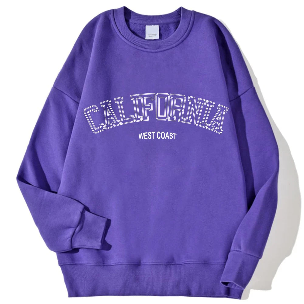 Woman Sweatshirts California West Coast Print Female hoodie Long Sleeves O-neck Pullovers Sporty and Rich Clothing