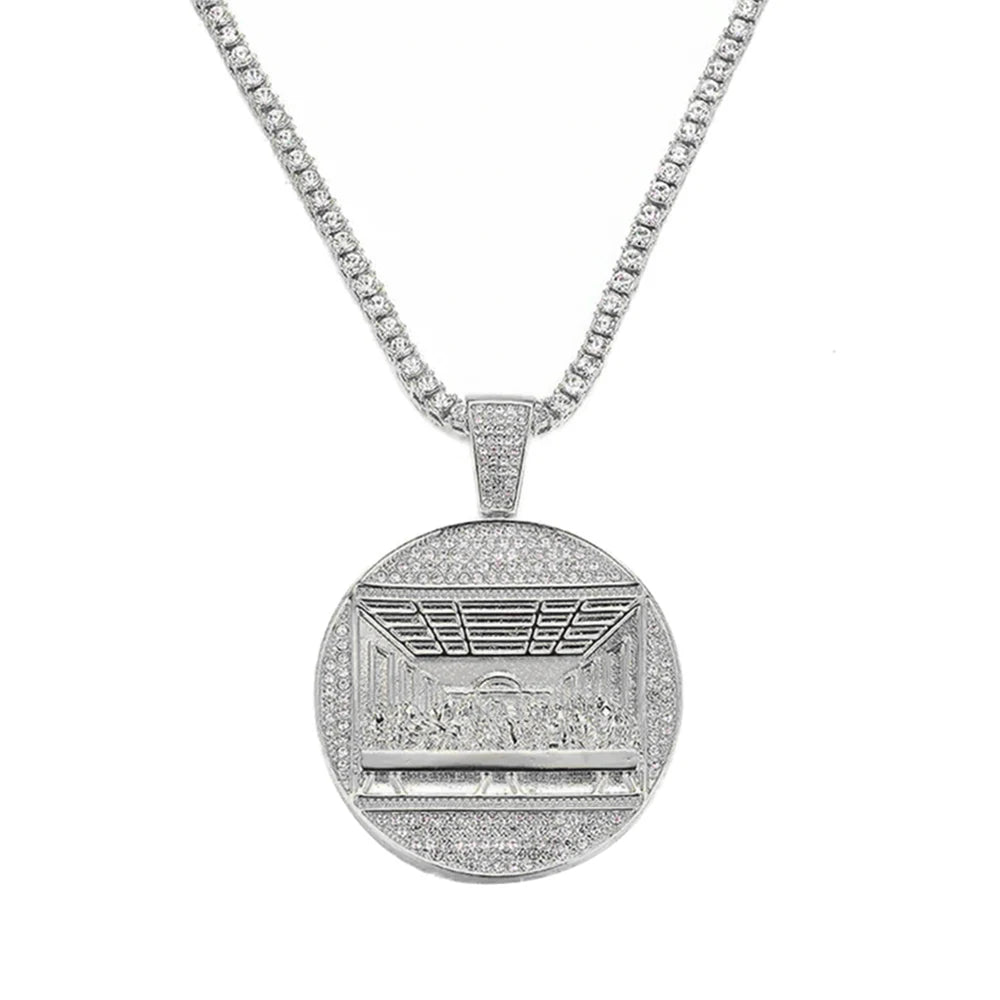 New Last Supper Pendant Cuban Chain Necklace With 14mm Iced Out Chain Fashion  Men Charm Pendant Necklaces Jewelry