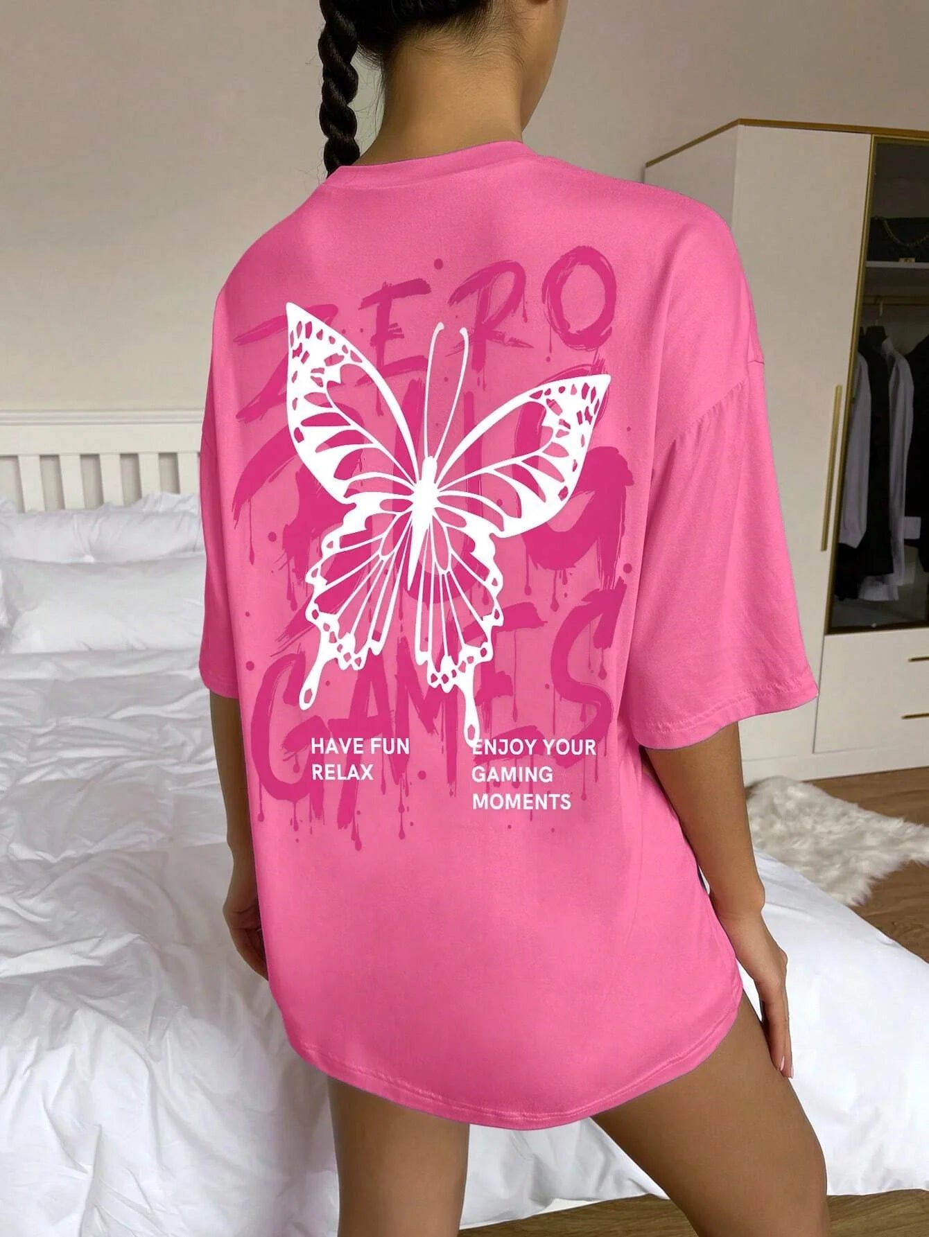 Graphic Letter Print Crew Neck T-Shirt Women Cotton Plus Size Tshirts Breathable Streetwear Soft Casual Short Sleeve