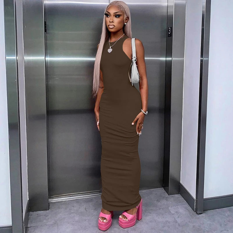 Ribbed Sexy Y2K Clothes Sleeveless Dresses For Women Party Streetwear Elegant Outfits
