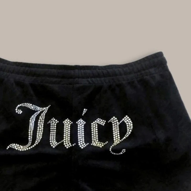 Y2K shorts Harajuku rhinestone letter print fashionable retro sports pant New Women