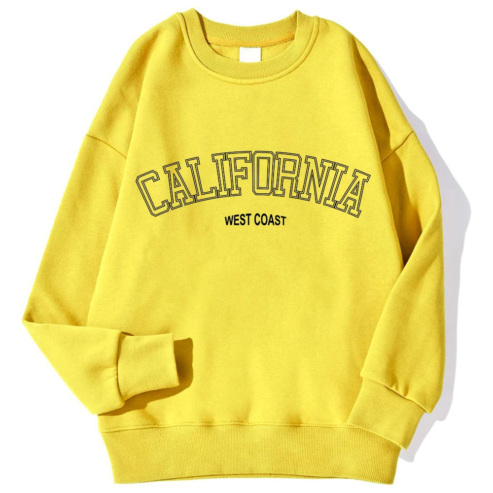 Woman Sweatshirts California West Coast Print Female hoodie Long Sleeves O-neck Pullovers Sporty and Rich Clothing