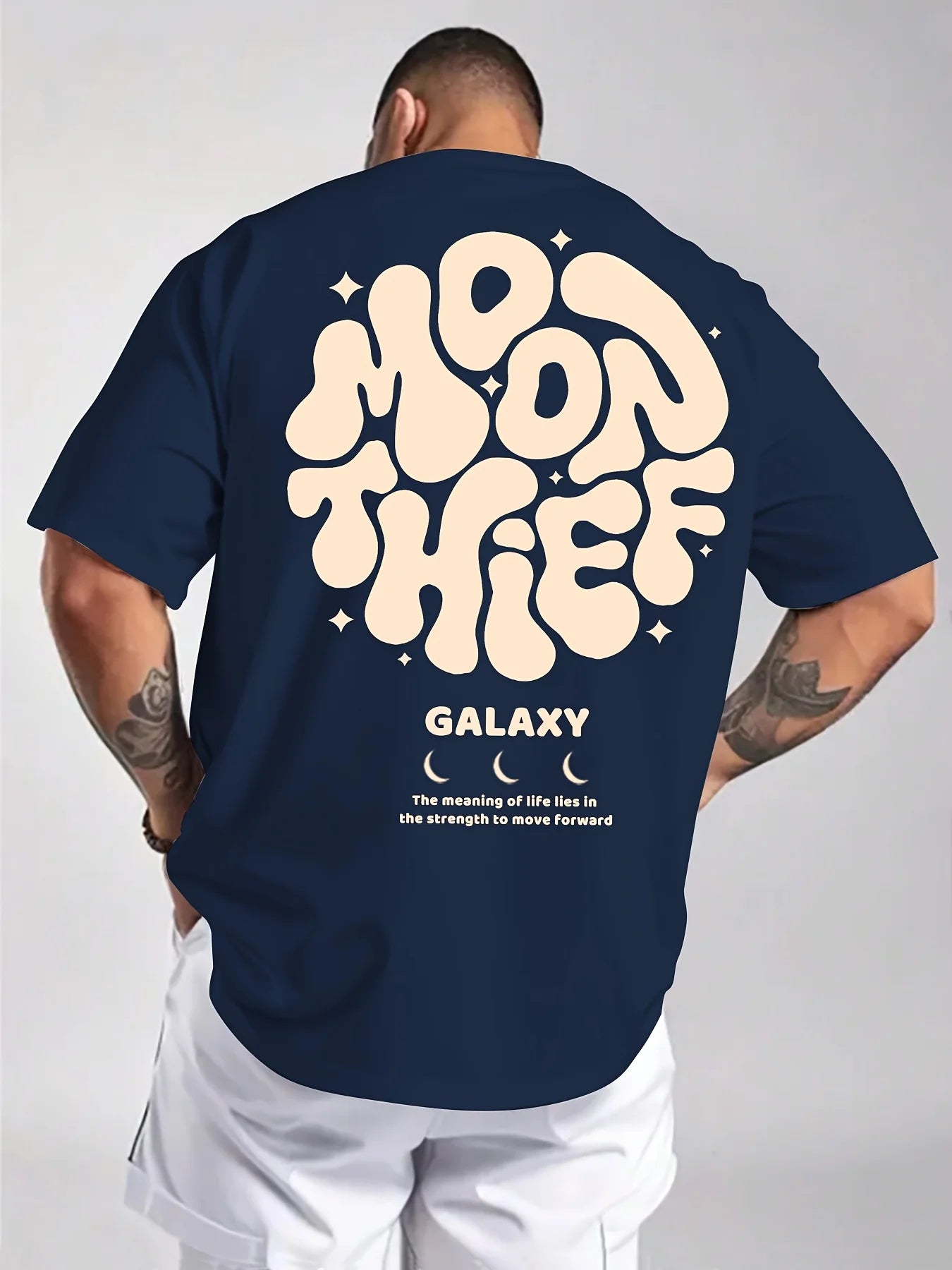 Men's 100% cotton fashionable casual loose plus size letter printed round neck short sleeved T-shirt