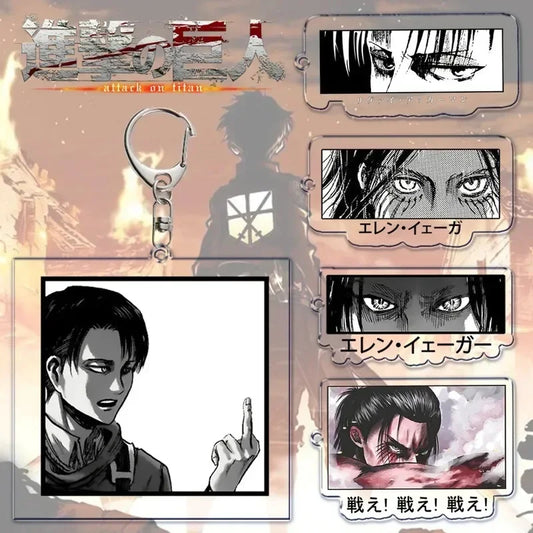 Hot Atan Allen Yeager Keychain Pendant Rtacking of The Giants Armin Arlert Levi Ackermole Playing Double Sided Acrylic Keyring