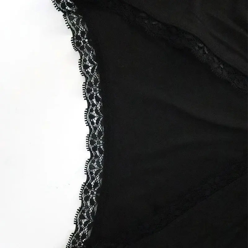 Women's T-shirtBlack Sexy V-Neck Lace T-shirt Streetwear Fashion Long Sleeves Female Versatile Casual Slim Tees Top