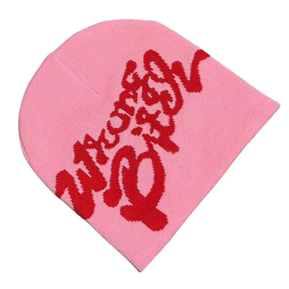 Casual Skullies Y2k Ins Hip Hop Cap Cold Cap Men Women Beanie Bonnet Letter Printing Knitting Cap Hat Gothic Wool Acrylic Warm