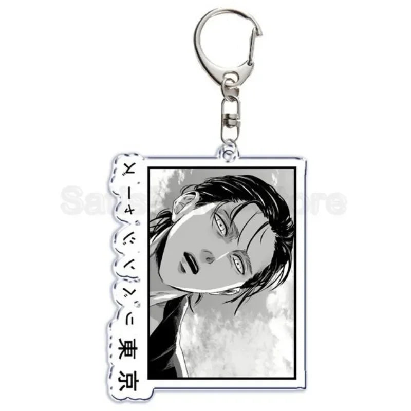 Hot Atan Allen Yeager Keychain Pendant Rtacking of The Giants Armin Arlert Levi Ackermole Playing Double Sided Acrylic Keyring