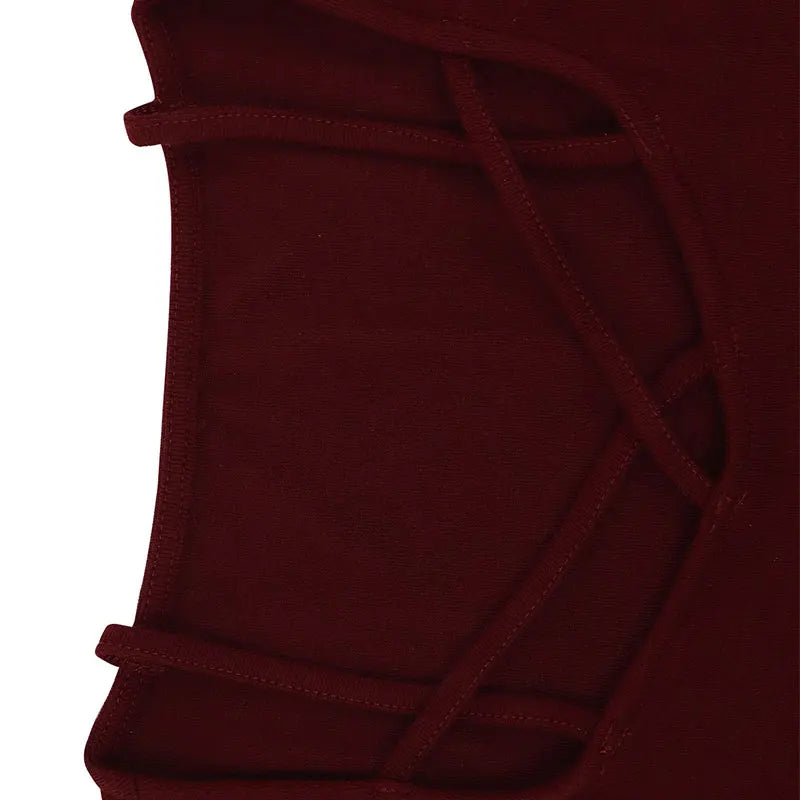 Sexy Wine Red Women's T-shirt  Hollow Out Low Chest Top New Fashion Long Sleeves Casual Slim Female Top