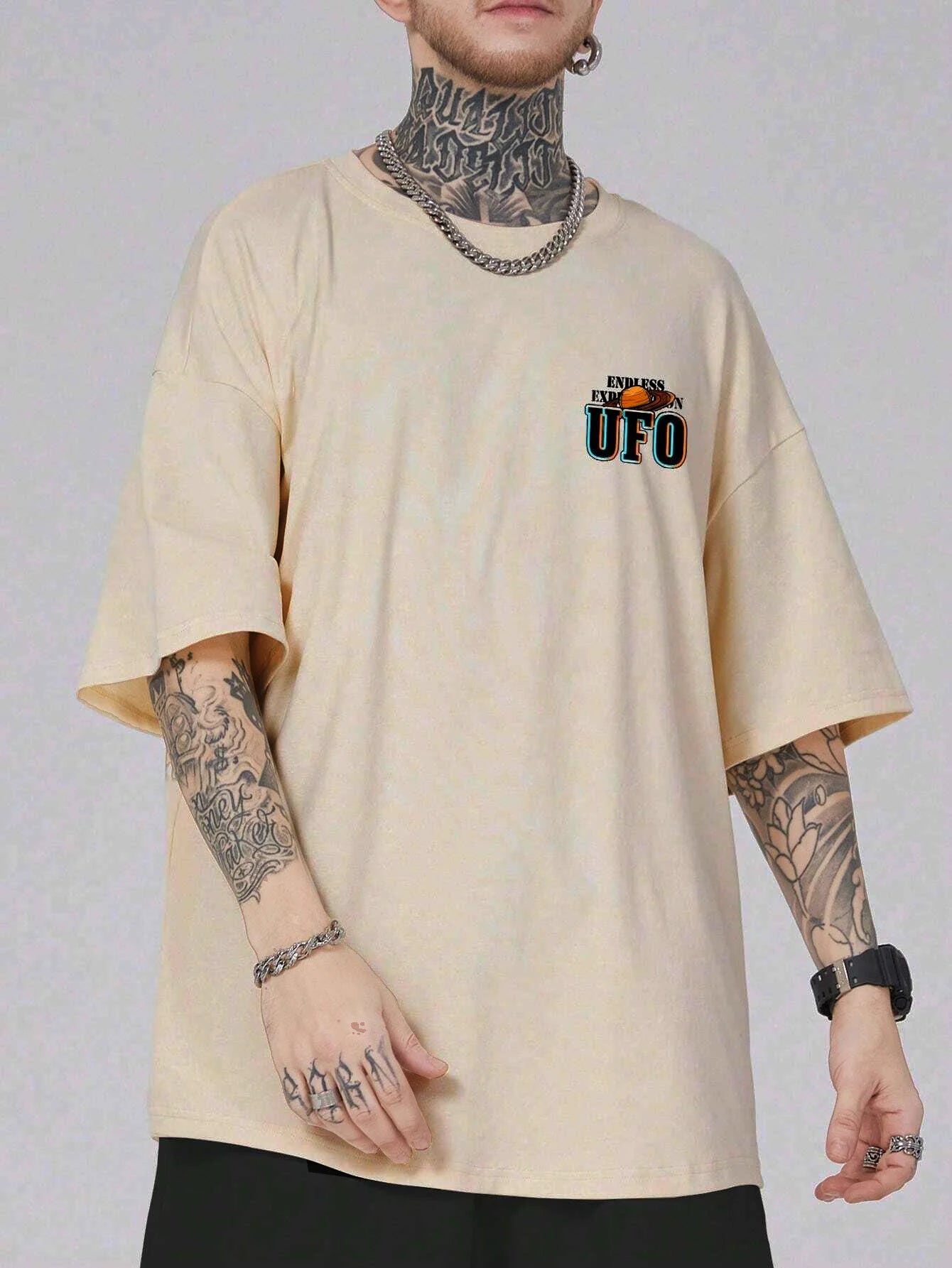 Cosmic Space Ufo Aliens Graphic Printed Male Tops Fashion Street T-ShirtCasual Cotton Tshirt Oversized Loose Tees