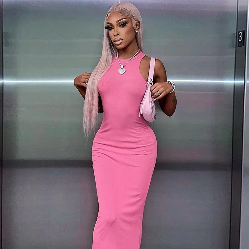 Ribbed Sexy Y2K Clothes Sleeveless Dresses For Women Party Streetwear Elegant Outfits