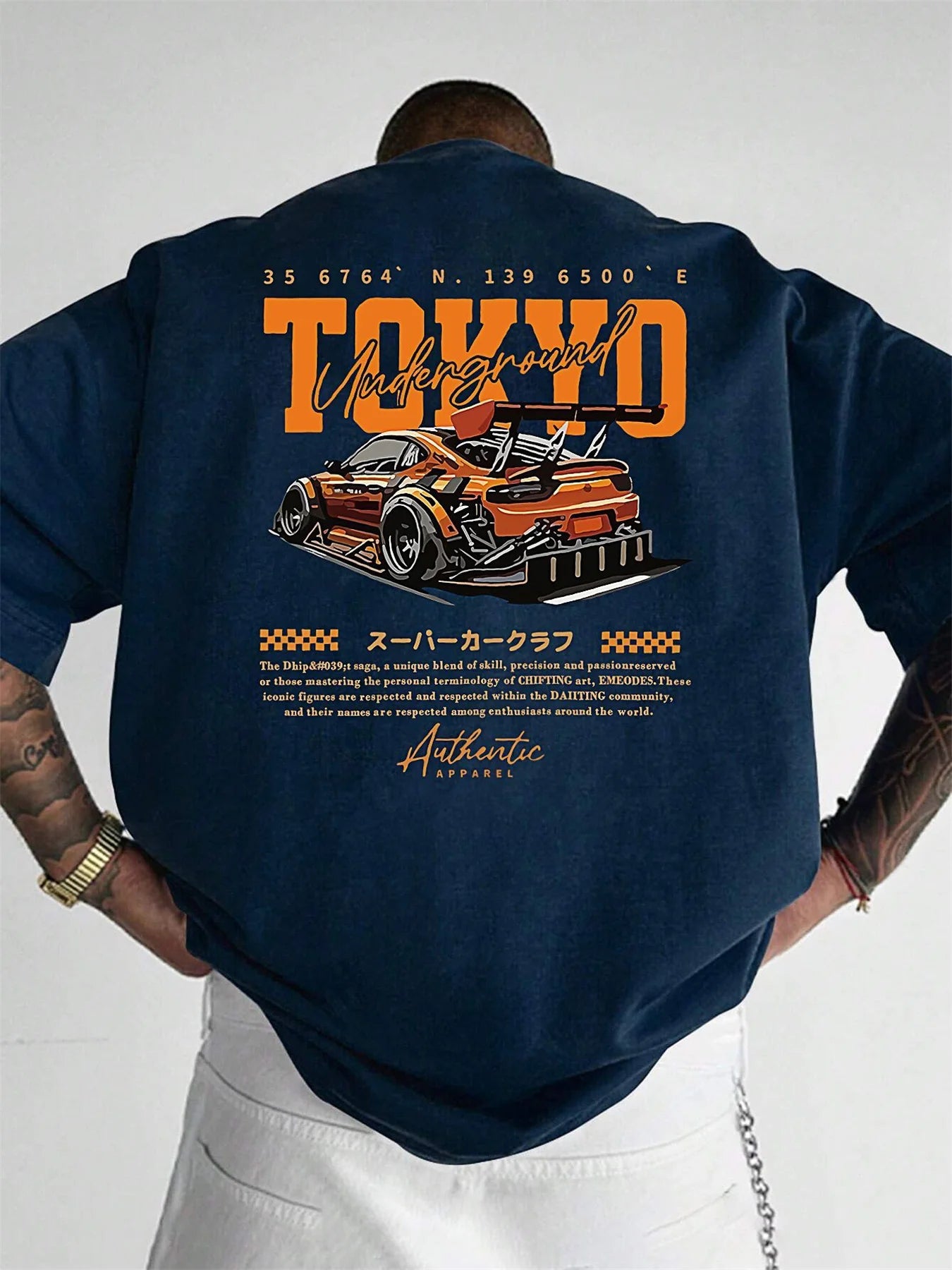 Men's 100% Cotton Fashionable Casual Loose Large Size Japanese Tokyo Pattern Printed Round Neck Short Sleeve T-shirt Top