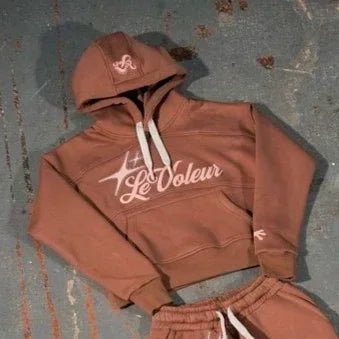 Neutral Street Hoodies and Jogging Sets, High Street Soft Sweatshirts and Pants Shorts Stylish Powder Blue and Brown Casual Wear