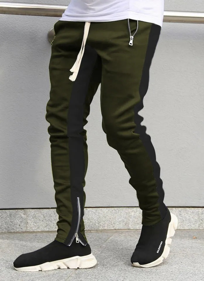Casual Pants Low Feet Zip Pocket Cotton Pants Men's